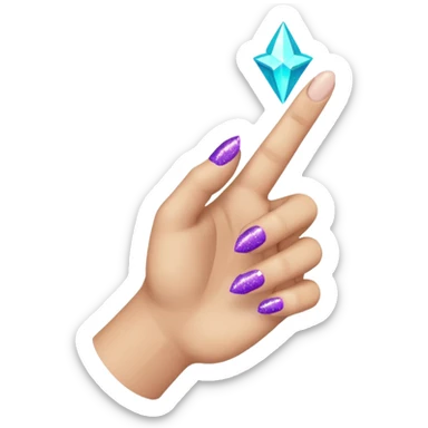Glitter Roxo e Ciano Mão apontando para direita sticker