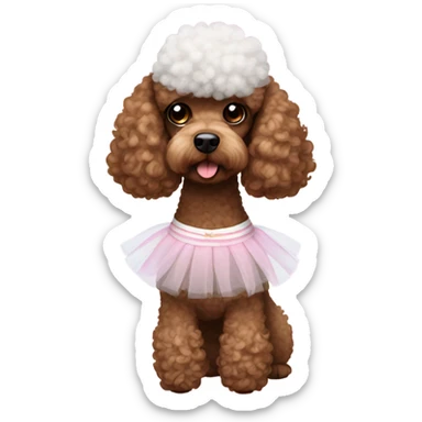 Brown and white poodle with tutu sticker