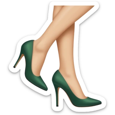 light skin female legs close up in dark green pumps sticker