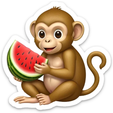 Monkey with watermelon sticker