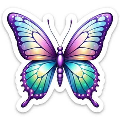 Iridescent big giant glistening glossy sparkly shiny glittery butterfly sticker