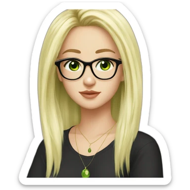 Girl square glasses a lot of earrings blonde black hair green eyes sticker