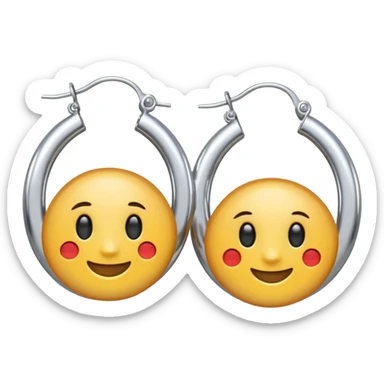 simple silver hoop earring, slightly thicker, modern emoji style sticker