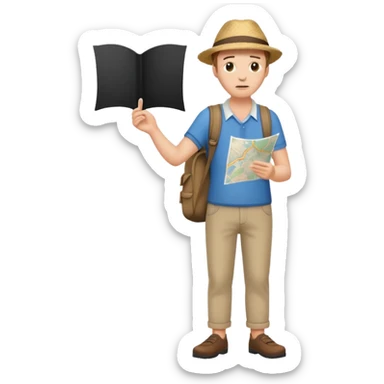 confused tourist full body, normal clothes sticker