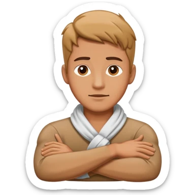 Guy crossing arms around neck  sticker