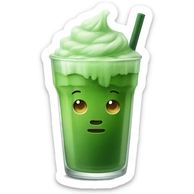iced matcha in glass cup sticker