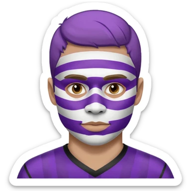 maak en emojie die paarse en witte streppen op zijn gezicht heeft want hij is een suporter van anderlecht sticker