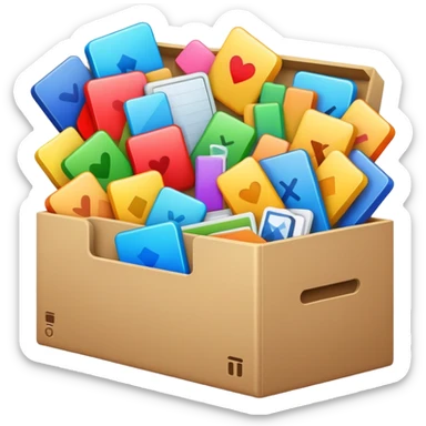 Box full of desktop material  sticker