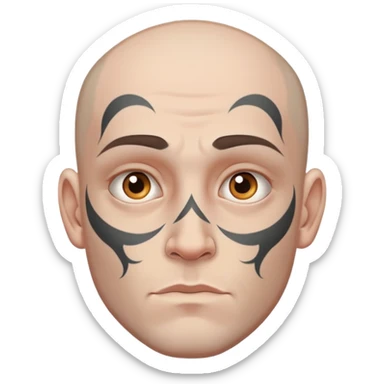 white man with face tattoo, neutral expression sticker