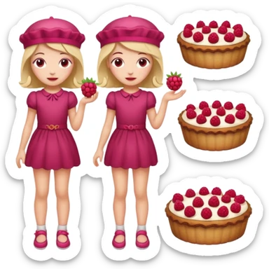 Raspberry torte human full body and legs girl with a raspberry barrette on her head sticker