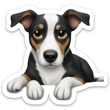 Black and white dog on couch sticker