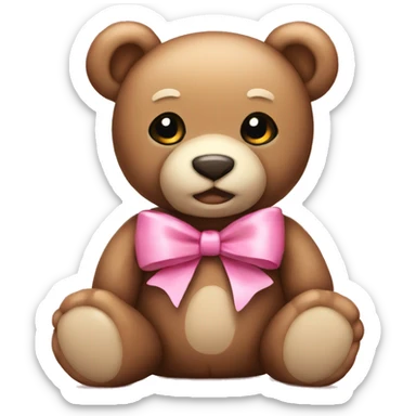 teddy bear with pink bow  sticker