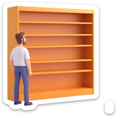 man looking at empty shelf in the kitchen sticker