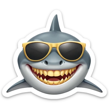 shark with golden teeth wearing black sunglasses sticker