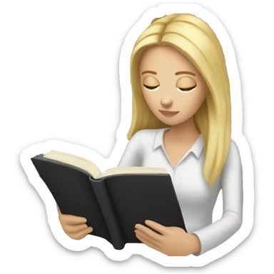 blonde white girl reading a black book sticker