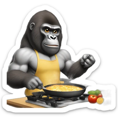 Big Buff Gorilla Cooking breakfast sticker