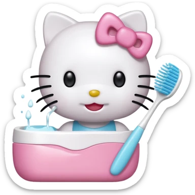 Hello kitty brushing teeth  sticker