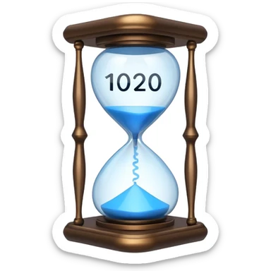 digital countdown timer, hourglass shape with digital numbers sticker