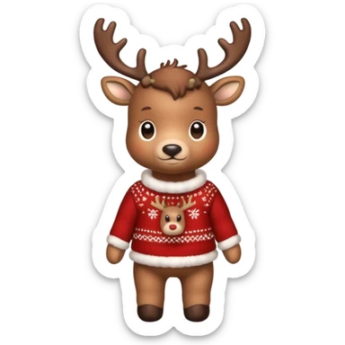 reindeer baby  cute, full body , in a christmas sweater sticker