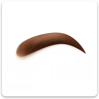 A 3D emoji in iOS emoji aesthetic style of a single human eyebrow, smooth curved shape with natural texture and color, minimal realistic design, glossy Apple-style rendering, clean white background. sticker
