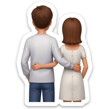 A biy standing with girl and his hands is onnh sticker