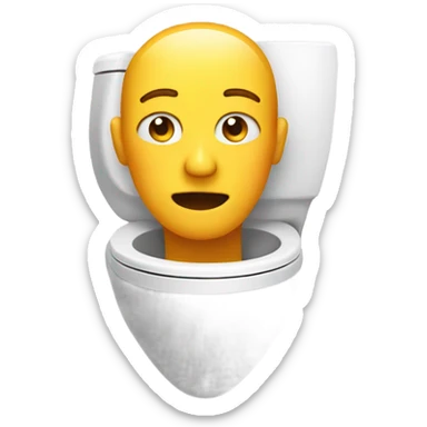 a head sticking out of a toilet sticker