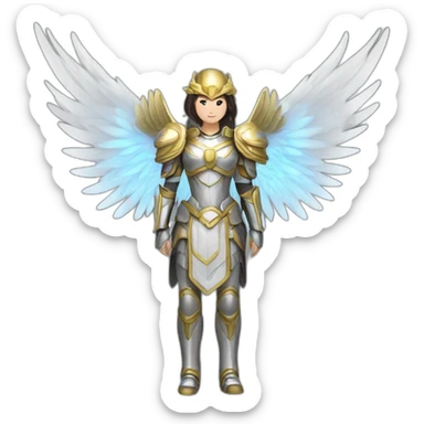 Female Asian archangels armor wings halo sticker