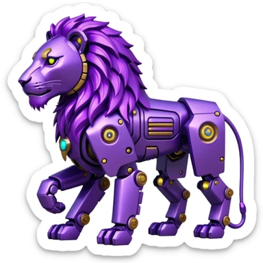 glitter mech lion purple cyberpunk sticker