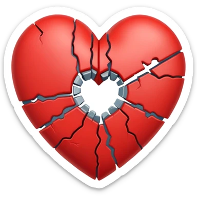 red heart that’s broken buts stitches that’s trying to piece it back together  sticker