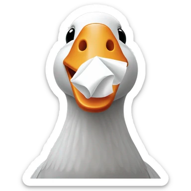 White goose blowing nose into white tissue  sticker