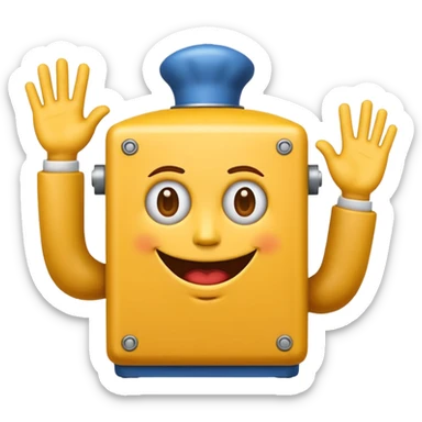 Create an emoji (one of the classic yellow faces) but make it have hands and make it whind up an imaginary jack in the box (no props or anything just the hands and face) but also have the mouth like an o sticker