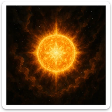 a magnificent star, glowing and radiant, in a dramatic style sticker