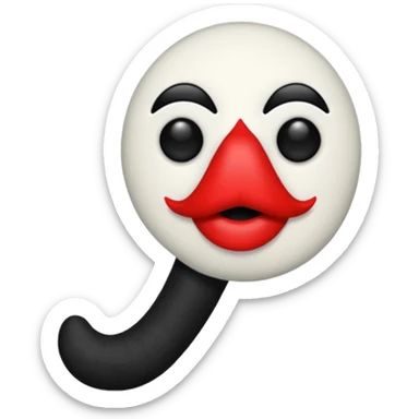 Sock puppet with black button eyes and lipstick sticker