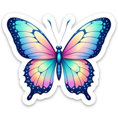 Shiny pastel colorful neon glittery sparkly glimmering bling-bling vibrant pale whitish bright Floral exotic tropical butterfly sticker