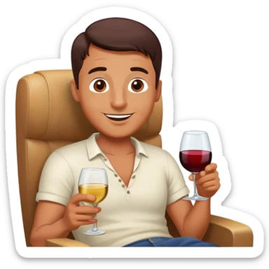 man with wine and a movie sticker