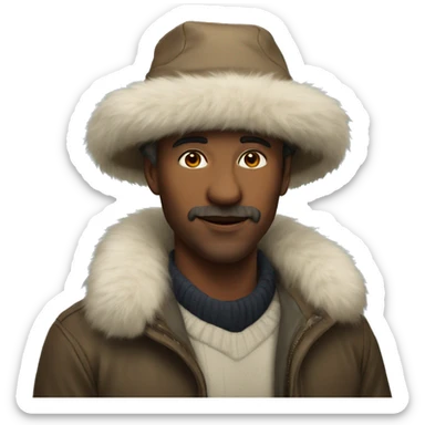 outdoor portrait with fur hat sticker