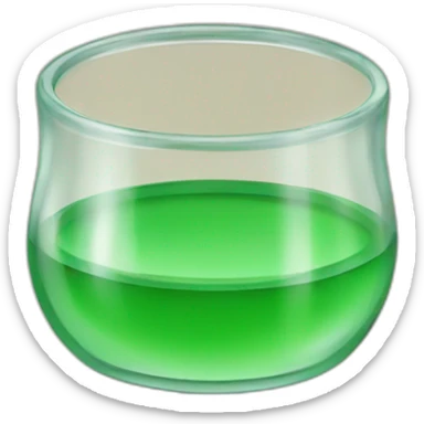 small shotglass with green contents and without-face sticker