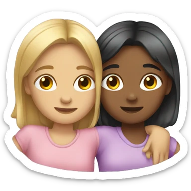 Two girls cuddling  sticker