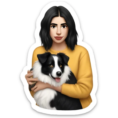 Dua lipa holding a border collie sticker
