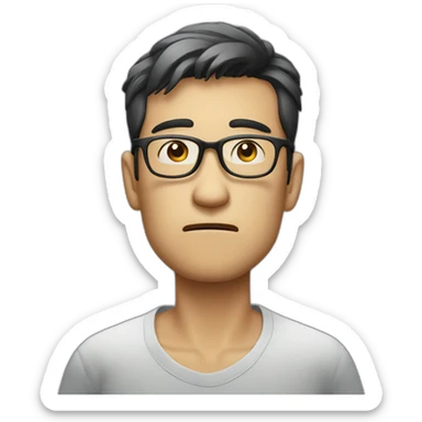 HongKong guy glasses worry face smoking sticker