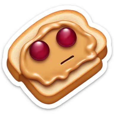 one peanut butter and jelly sandwich with jelly oozing out of the bread sticker