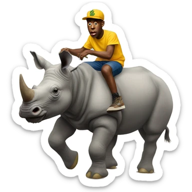 Tyler the creator riding a rhino  sticker