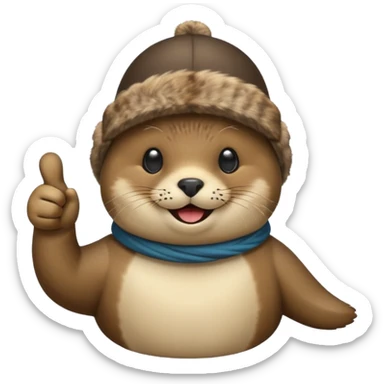 a seal wearing a propeller hat with his thumbs up sticker