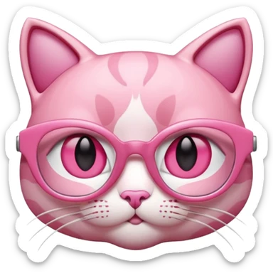 A 3D cartoon rose-pink cat-eye spectacle, glossy curved frame, soft reflections, isolated on plain background, Memoji-style. Negative : Cat. sticker