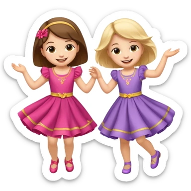 Two little children dancing. sticker