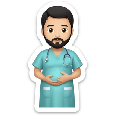 pregnant man with beard black hair and beard sticker