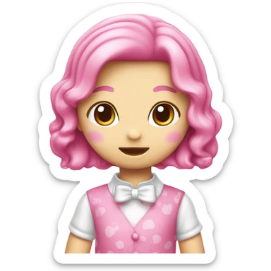 Парень в розовых штанах хеллоу Китти лежит в кровати sticker