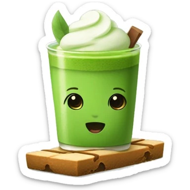 cute matcha with protein bar sticker