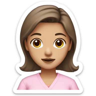 Girl with brown hair & brown eyes in pink scrubs  sticker