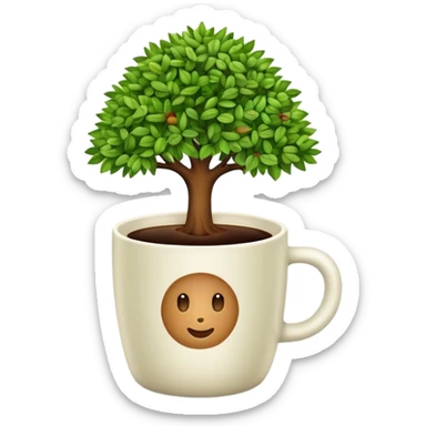 Tree in plain coffee cup sticker